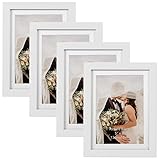 EXYGLO 4er Set Bilderrahmen 13x18 cm mit Passepartout oder 15x20 cm ohne...