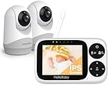 HelloBaby Babyphone mit 2 Kameras, 3,2 Zoll IPS Bildschirm Baby Kamera kein...
