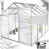 tectake® Aluminium Gewächshaus, 250x185x195 cm, Treibhaus, Tomatenhaus,...