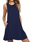 Atrest Ärmelloses T-Shirt Kleid Damen Taschen Casual Swing Lose Tank Kleid...