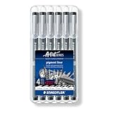 STAEDTLER Fineliner pigment liner, schwarz, Set mit 6 Linienbreiten,...