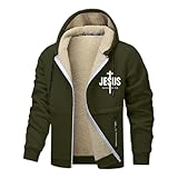SRZYMJ Grün Herren GefüTtert Warme Winterjacke Ohne Kapuze Sweatjacke...