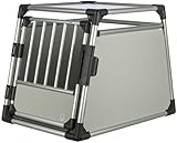 TRIXIE Hunde-Transportbox Aluminium in silber – M: 55 × 62 × 73 cm,...