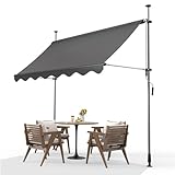 Klemmmarkise mit Handkurbel Balkon 350x120cm, Balkonmarkise...