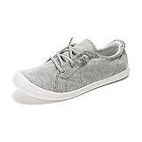 HEVA Damen Canvas Slip-On Sneakers Mode Casual Canvas Schuhe Bequeme...