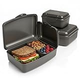 Hausfelder Brotdose Set Erwachsene – 4er Lunchbox Set anthrazit mit 2...