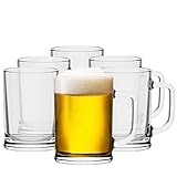 TREND FOR HOME Bierkrug 0,5 Liter Set von 6 mit Handlichem Griff Glaskrug...