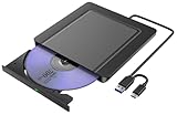 Externes CD DVD Laufwerk, Ultra dünn USB 3.0 & USB-C CD/DVD Laufwerk...