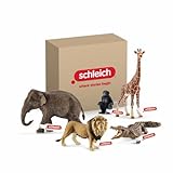 SCHLEICH WILD Life | Wildtiere Set 72286 mit Löwe, Giraffe, Krokodil, AFFE...