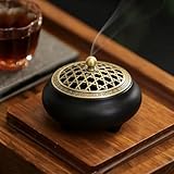 Vintage Keramik Räuchergefäß Weihrauchbrenner mit Metall Deckel und...