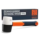 Presch Gummihammer Schwarz/Weiß 450g - Hartgummihammer mit Fiberglasstiel...