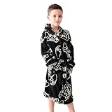 Piefry Weicher Bademantel mit Kapuze für Junge Fleece Morgenmantel...