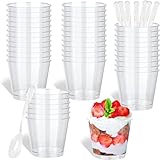 HUOGEE 50 Stück Desserttasse mit 50 Stück Löffeln, 200ml/220ml...