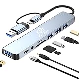 USB-C-Hub, 8-in-1, USB-C-Adapter mit 3 USB 3.0 + 1 Typ C, PD-Aufladung 100...
