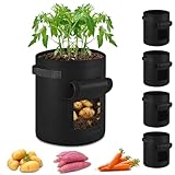 ECCOGREAT Pflanzsack aus Vlies Stof,5 Stück Pflanzkübel aus 260 g/m²mit...