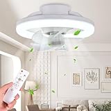 OKYUK Ventilator Deckenleuchte,LED Steckdosen...