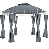 tectake® Pavillon rund Ø 3,5m, Partyzelt mit Dach und Seitenteilen, inkl....