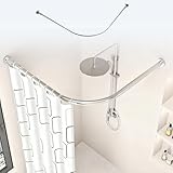 Ausziehbare Duschvorhangstange L-Form, Eck-Duschvorhangstange, Edelstahl...