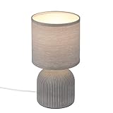 BRILONER - Tischlampe mit Stoffschirm, Kabelschalter, Keramikfuß, Lampe,...