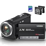 Delmodes Videokamera 2.7K 50MP Camcorder 16X Digitalzoom Vlogging Camera...