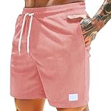 Corduroy Shorts Herren Sommer Freizeit Cord Shorts Casual Elastische Taille...