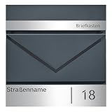 SONGMICS Briefkasten personalisiert, mit Namensschild, Hausnummernschild,...