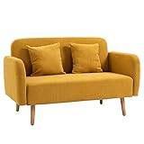 HOMCOM 2 Sitzer Sofa, Couch mit 2 Wurfkissen, gepolsterter Doppelsofa,...