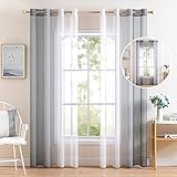 MIULEE 2er Set Voile Vorhang Zweifarbiger Vorhang mit Ösen Transparente...