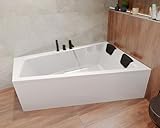 BADLAND Badewanne Original Weiß Acryl Wanne Eckbadewanne INTIMA 160x90...