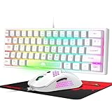 60 Prozent Mini Gaming Tastatur Und Maus Set Weiß, QWERTY Layout RGB...