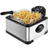 Chefman 4,3 Liter Fritteuse mit Sieb, XL Jumbo Größe, Einstellbare...