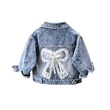 ASHER FASHION Mädchen Jeansjacke Mädchen Schleife Jacke 3D Blume Denim...