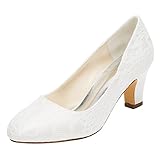 Emily Bridal Brautschuhe Damen Seide wie Satin Stöckel Absatz geschlossene...