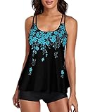 wihnsinop Tankini Damen Bauchweg Bademode Set Freizeit Badeanzug Tankinis...