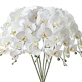 FagusHome 6 Stück Künstliche Phalaenopsis Blumen 80cm Weiß Künstliche...