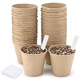 KINGLAKE 50 Stück 8 cm biologisch abbaubare runde Faser-Pflanztöpfe für...