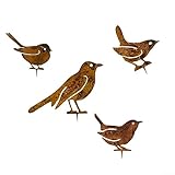 4 Stück rostige Vögel, Dekoration, Simulations-Metall-Vogelfigur,...