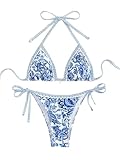 BYFINECANY Damen-Badeanzug, Blumenmuster, Neckholder, Paisleymuster,...