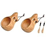 Ksrnsne 2 Stück Holzbecher nordischen , Kuksa-Tasse, tragbar, Camping,...