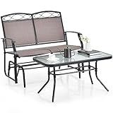 GIANTEX Gartenbank Schaukelbank 2 Sitzer mit Couchtisch, Gartenschaukel...