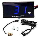 TOTMOX Universelles digitales LED-Motorradthermometer mit Sensor,...