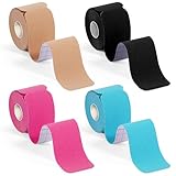 YIIFELL Kinesiotapes Vorgeschnitten, 4 Rollen Tape Sport Wasserdicht, 5m x...