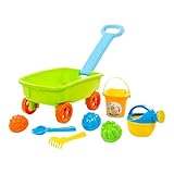 solini Sandspielzeug-Set Handwagen klein - Handwagen, Eimer mit Sieb, 3...
