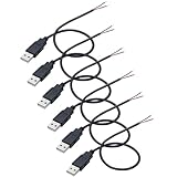 Greluma 6 Stk 22 AWG USB-Pigtail, 2-adriges USB 2.0-Kabel, 2-poliger...