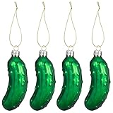 4pcs Weihnachtsgurke, Christbaumschmuck Glas Gurke, Christbaumkugeln Grüne...