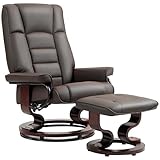 HOMCOM Relaxsessel mit Hocker, Drehbar Fernsehsessel mit Liegefunktion,...