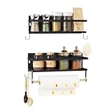 WOLTU Gewürzregal Wand 2er Set, Wandregal Küche mit Küchenrollenhalter 4...