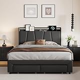 BRYXR Doppelbett mit Stauraum 160 x 200 cm, gepolstertes LED-Bettrahmen,...