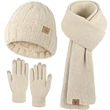 Wintermütze, Schal, Handschuhe, warme Fleece-Strickmütze, langer Schal,...