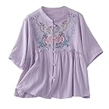 T Shirt Damen Billig Lässige Damenblusen mit 3/4-Ärmeln, lockere...